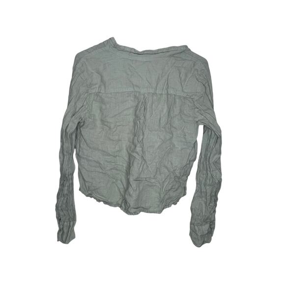 Cloth & Stone Sage Green Linen Button Up Shirt Large Front Tie - Picture 2 of 4